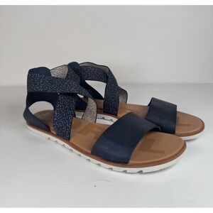 Sorel Ella II Nocturnal Sea Salt Sandals Flat Leather Strappy Outdoor Womens 9
